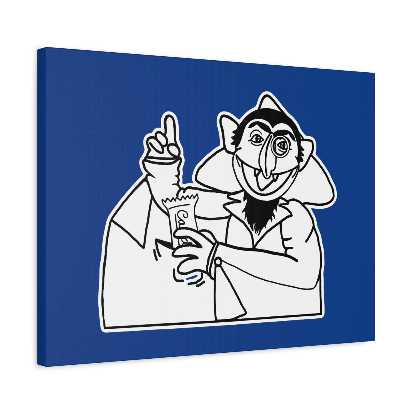 The Count Stealing Candy Outline Canvas Print Dark Blue - Sesame Street The Count Parody Art