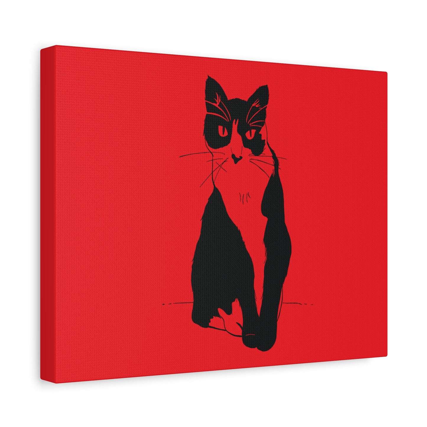 Cat Canvas Print on Red (Transparent Style Cat) - Cat Drawing Art
