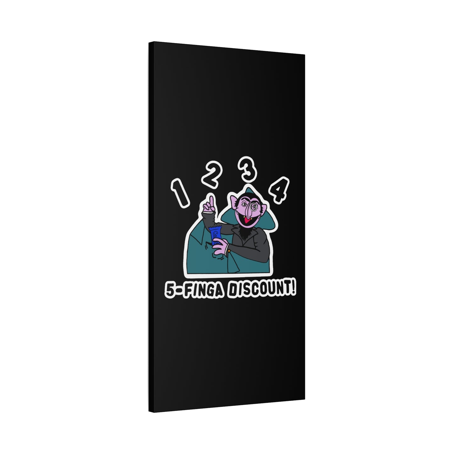 Five Finger Discount Canvas Print Black - Sesame Street The Count Parody Art Print