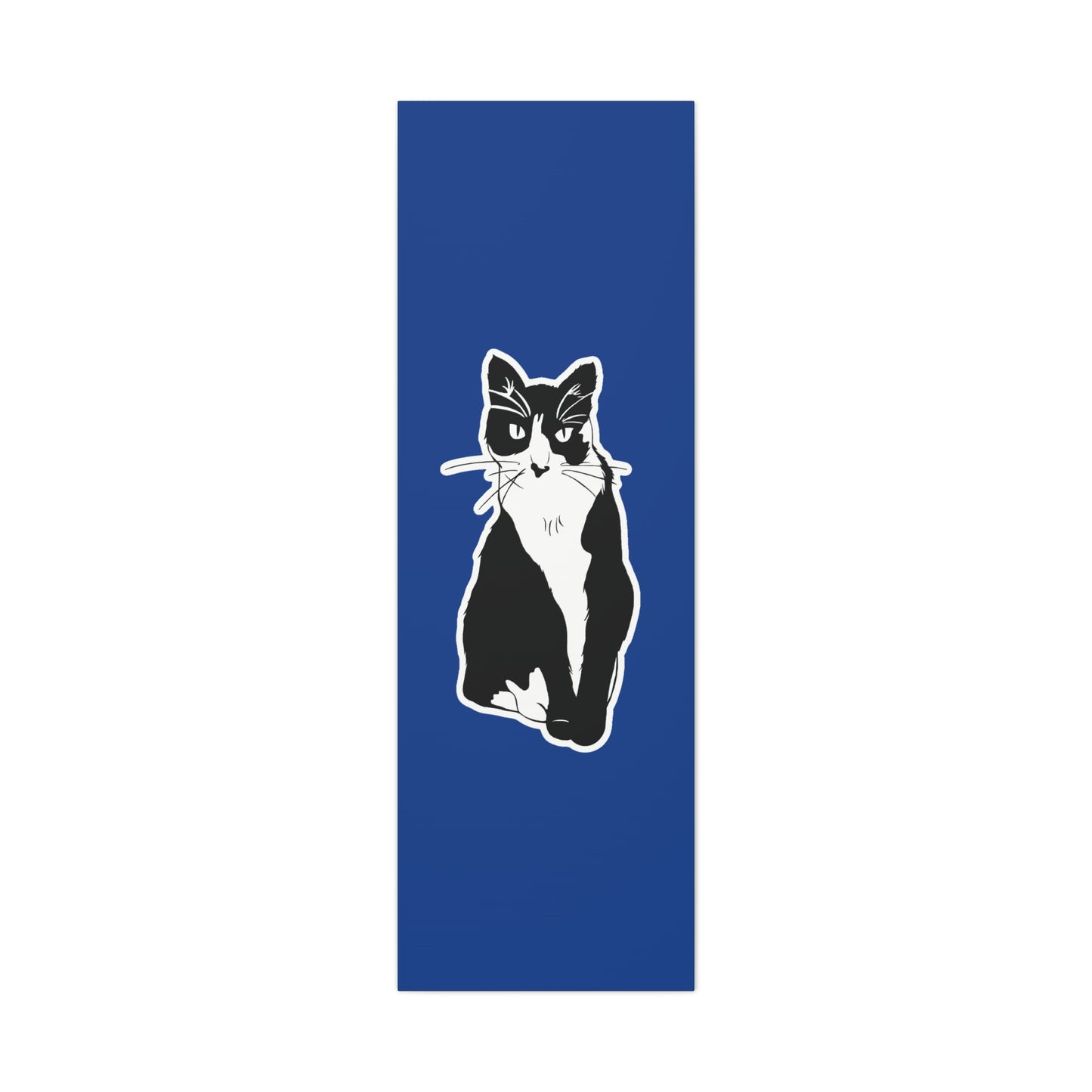 Cat Canvas Print on Dark Blue (Sticker Style Cat) - Cat Drawing Art