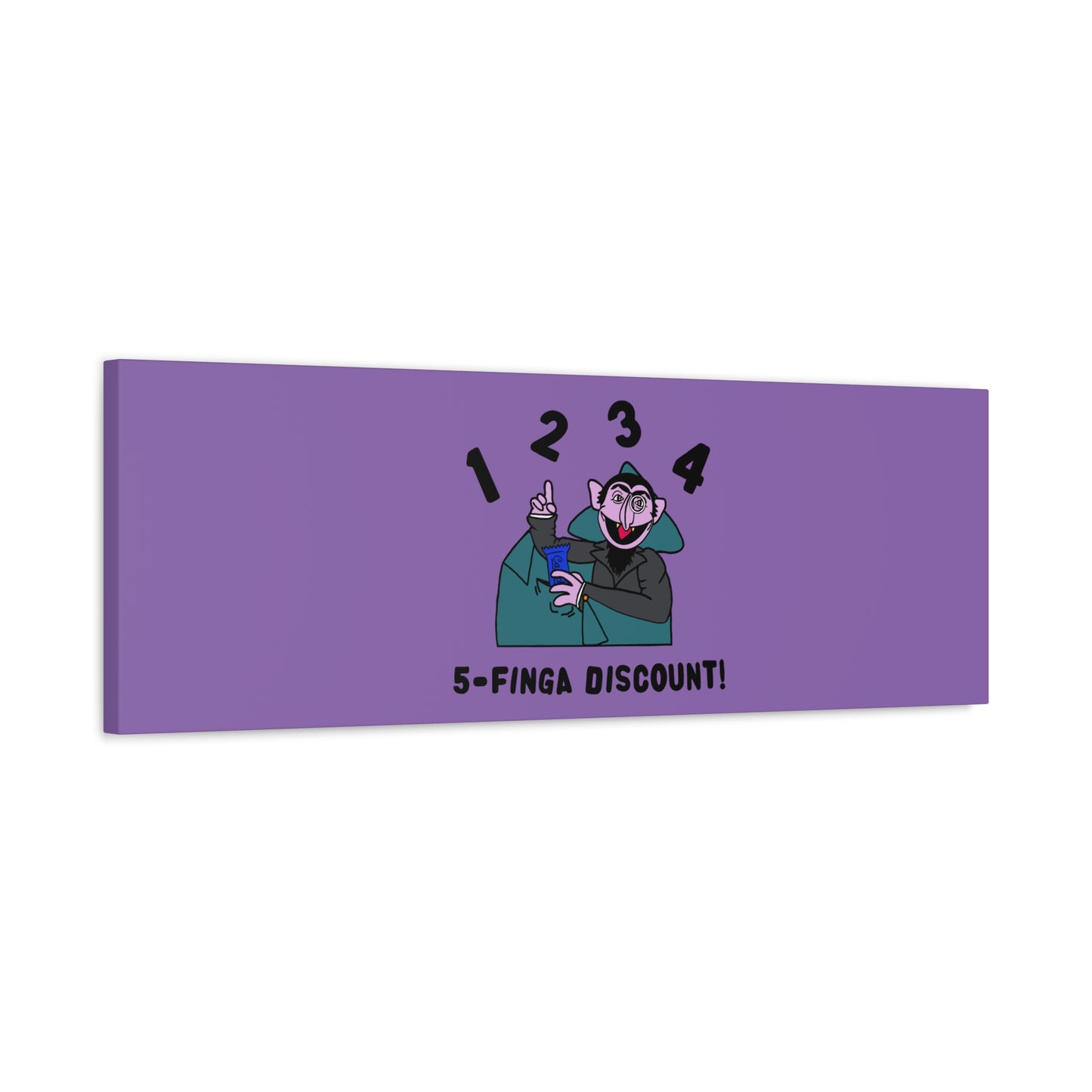Five Finger Discount Canvas Print Light Purple - Sesame Street The Count Parody Art Print