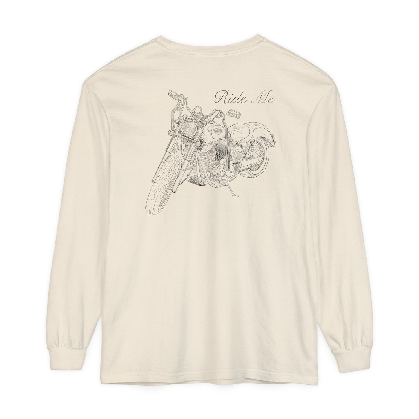 Ride Me Motorcycle Long Sleeve Tee Back Design