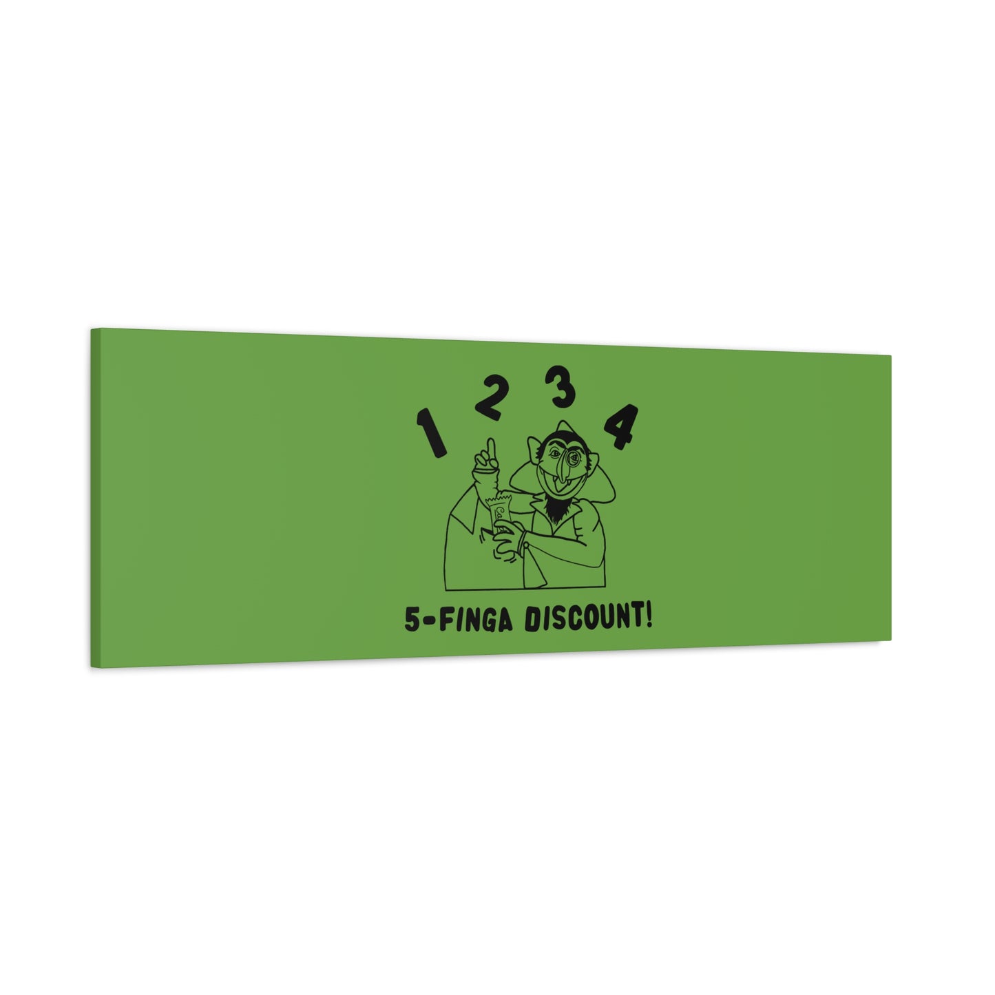Five Finger Discount Outline Canvas Print Green - Sesame Street The Count Parody Art Print