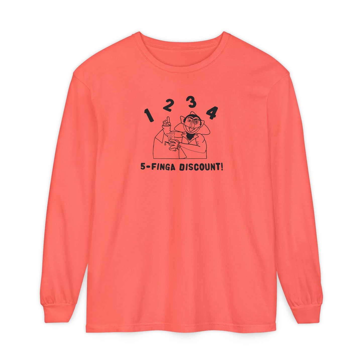 Five Finger Discount Outline Long Sleeve Tee - Sesame Street The Count Parody Shirt