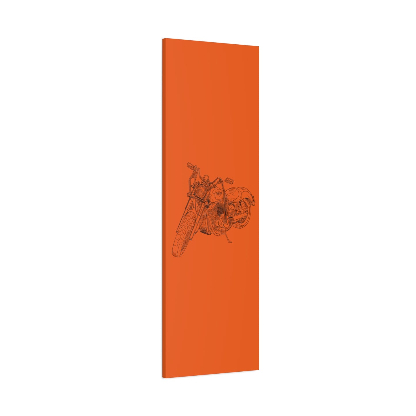 Ride Me Harley Motorcycle Sketch Canvas Print - Black Ink on Orange Background
