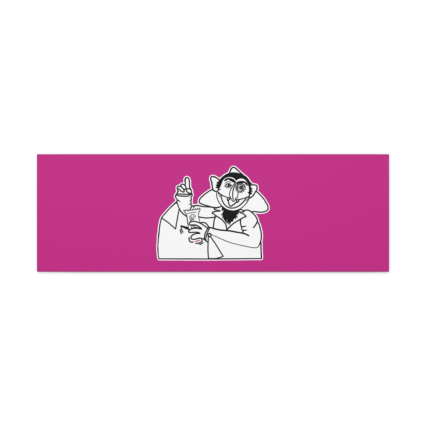 The Count Stealing Candy Outline Canvas Print Pink - Sesame Street The Count Parody Art