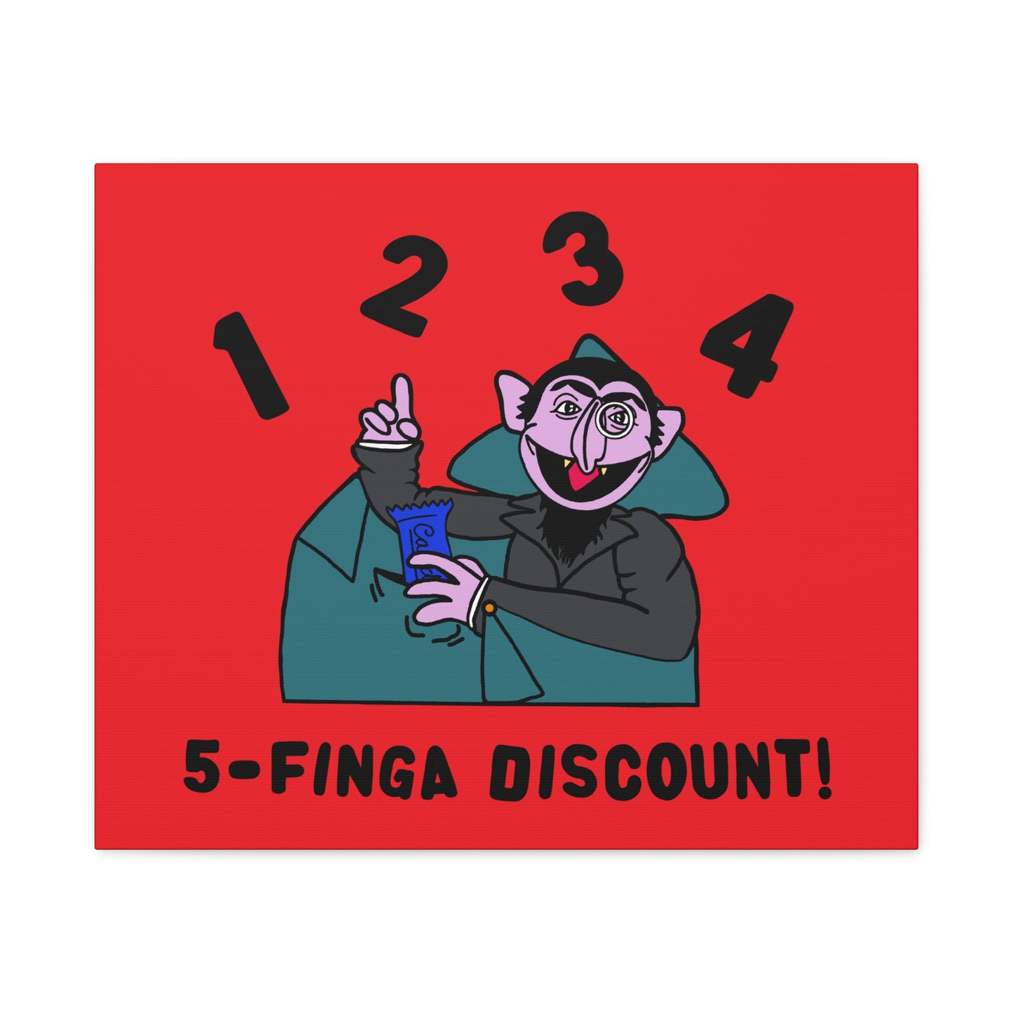 Five Finger Discount Canvas Print Red - Sesame Street The Count Parody Art Print