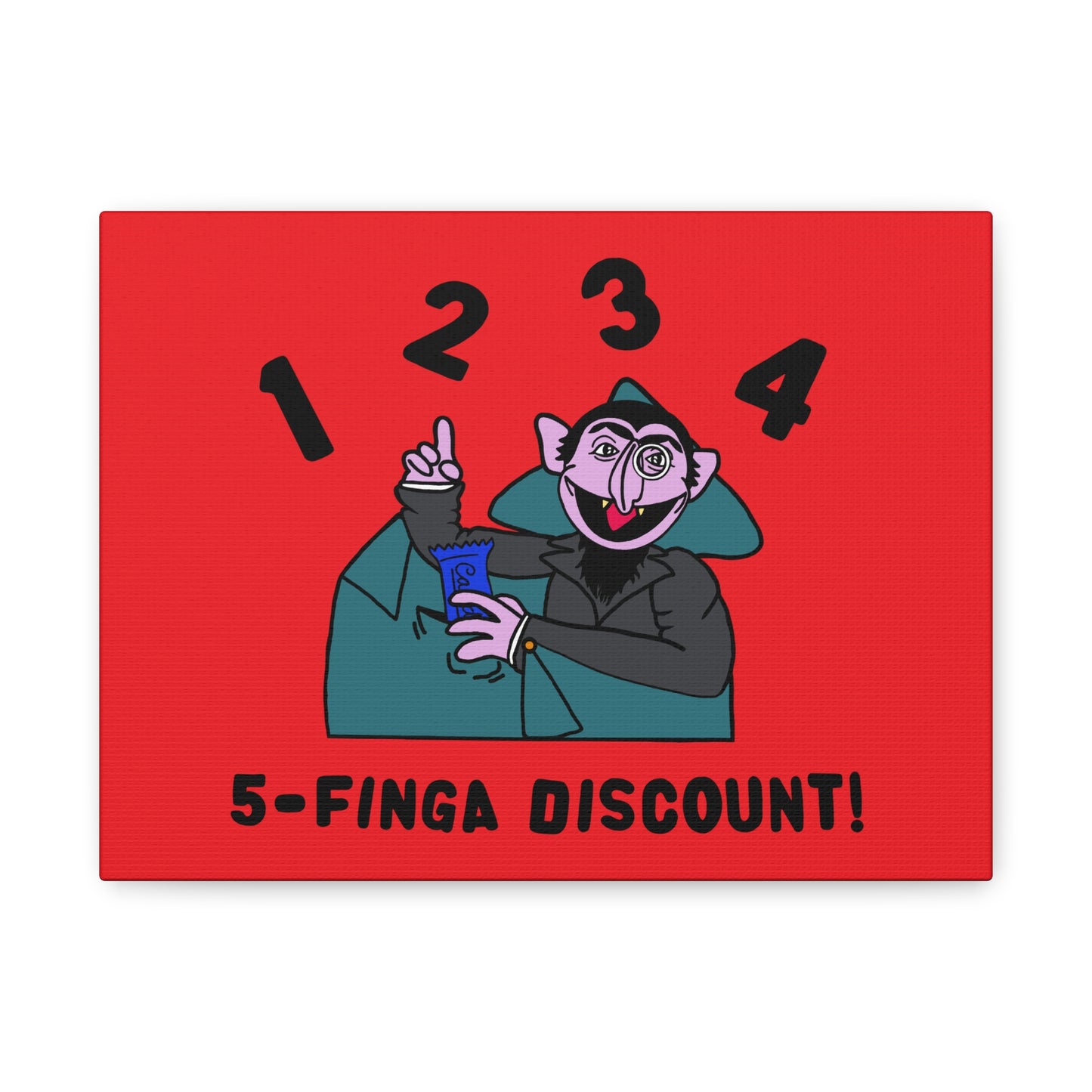 Five Finger Discount Canvas Print Red - Sesame Street The Count Parody Art Print