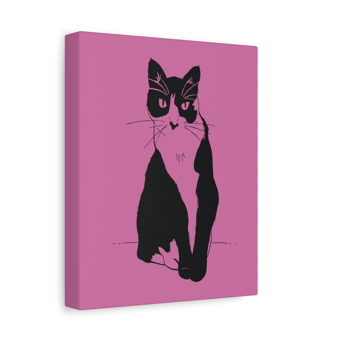 Cat Canvas Print on Pink (Transparent Style Cat) - Cat Drawing Art