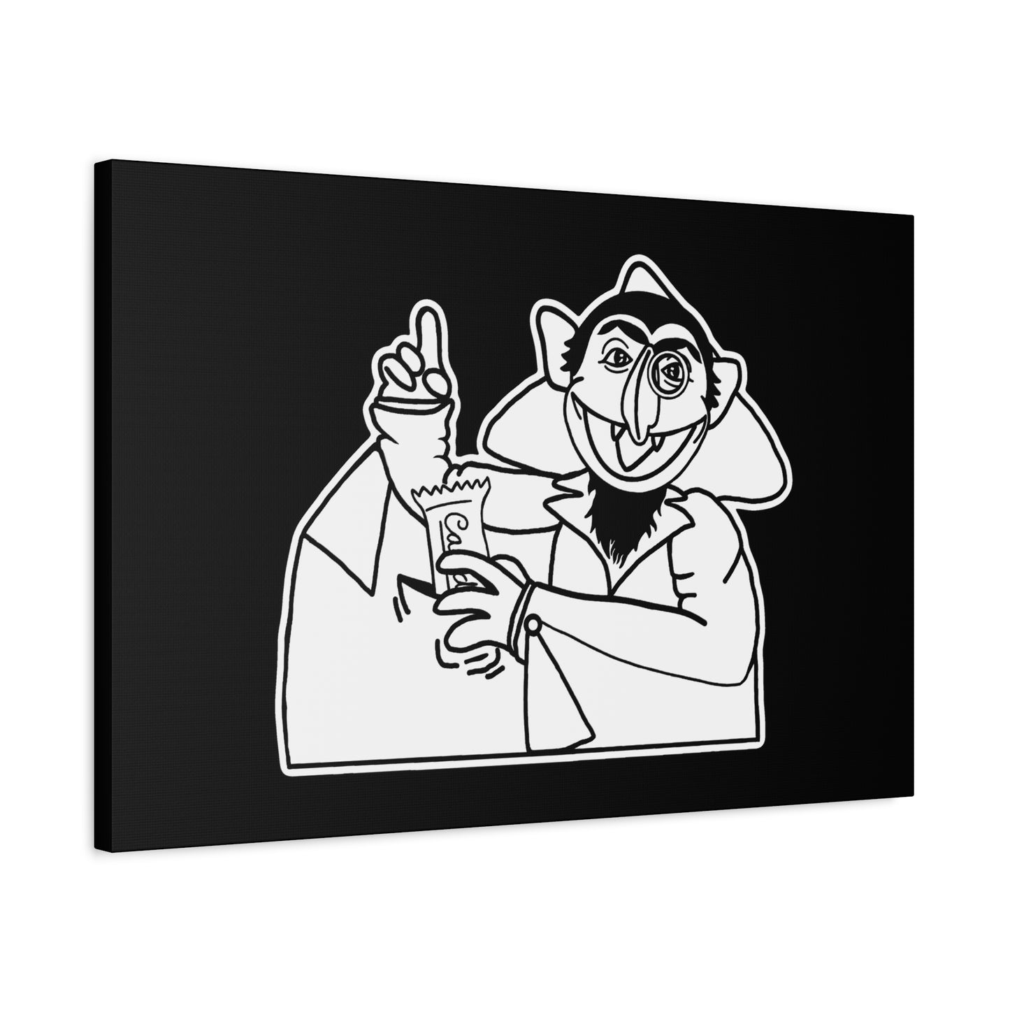 The Count Stealing Candy Outline Canvas Print Black - Sesame Street The Count Parody Canvas Art