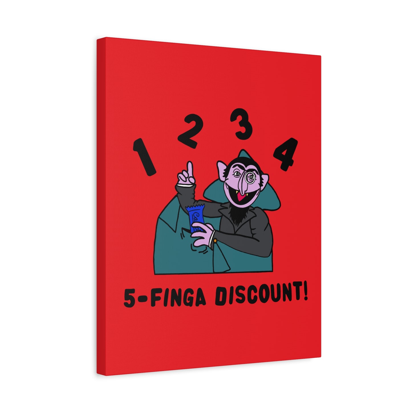 Five Finger Discount Canvas Print Red - Sesame Street The Count Parody Art Print