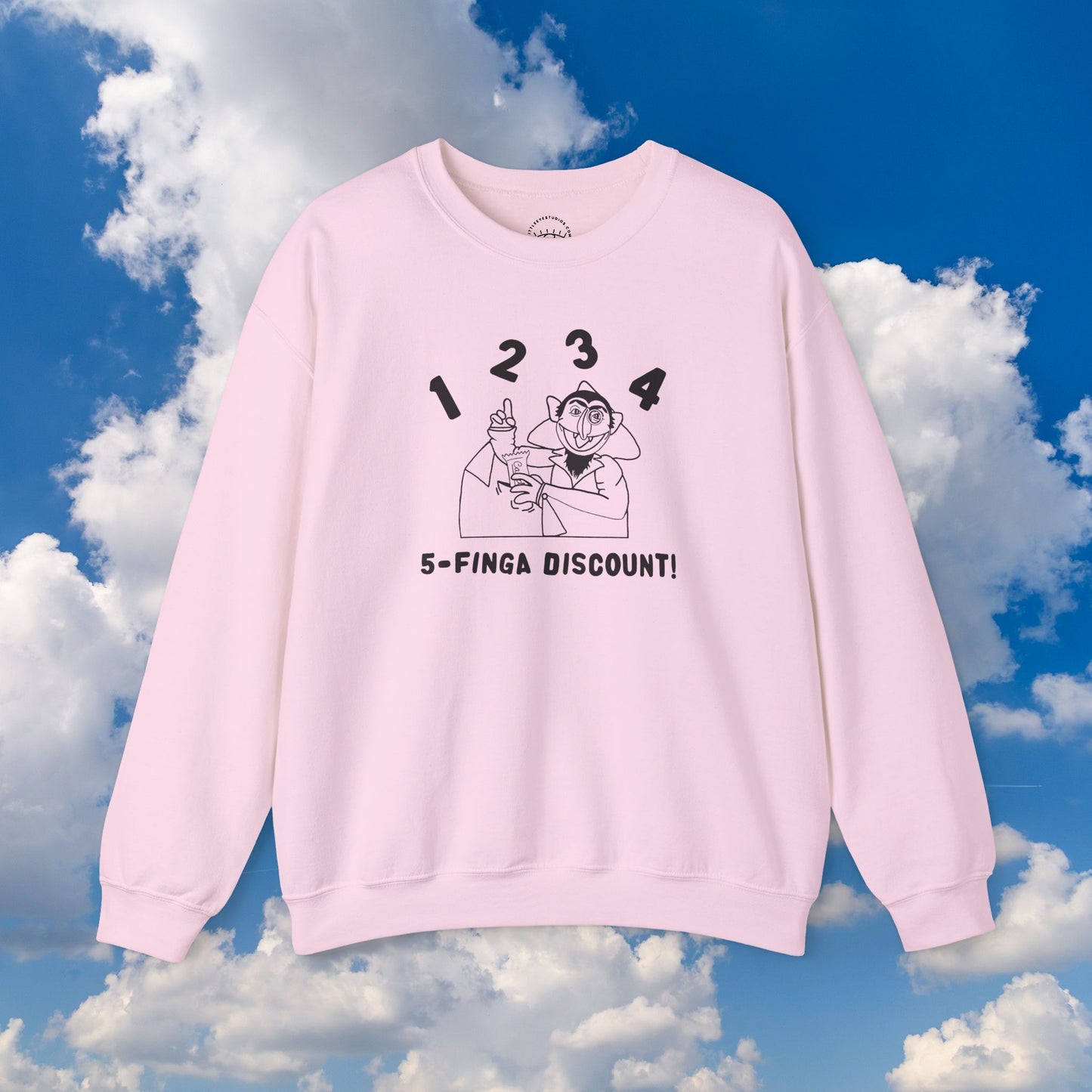 Five Finger Discount Outline Sweatshirt - Sesame Street The Count Parody Sweatshirt