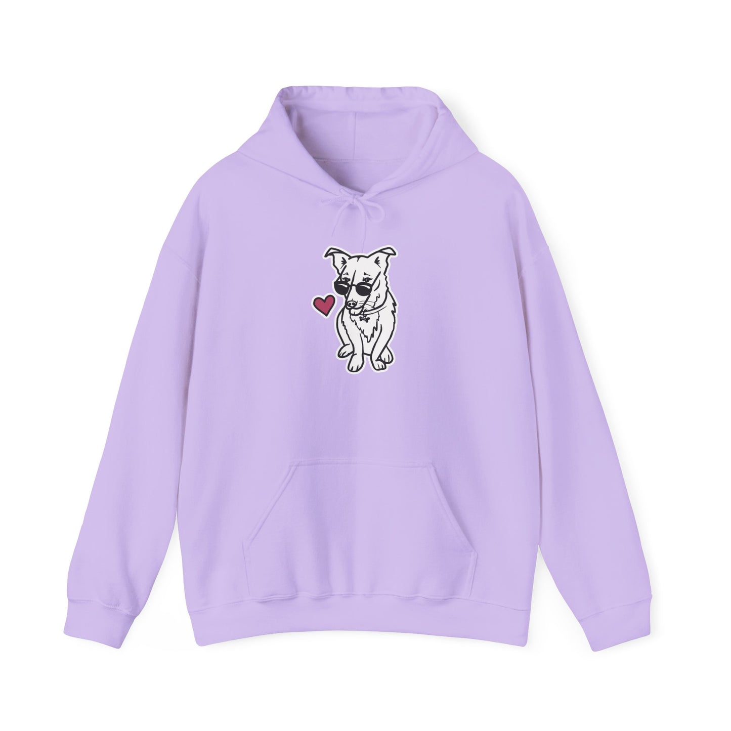 Nora the Dog Heart Hoodie (B&W Sticker Style Nora) - Dog Hooded Sweatshirt