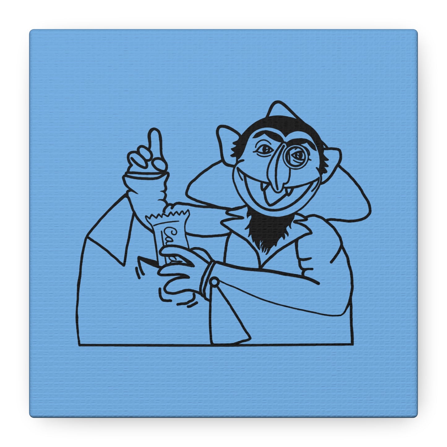 The Count Stealing Candy Outline Canvas Print Light Blue - Sesame Street The Count Parody Art
