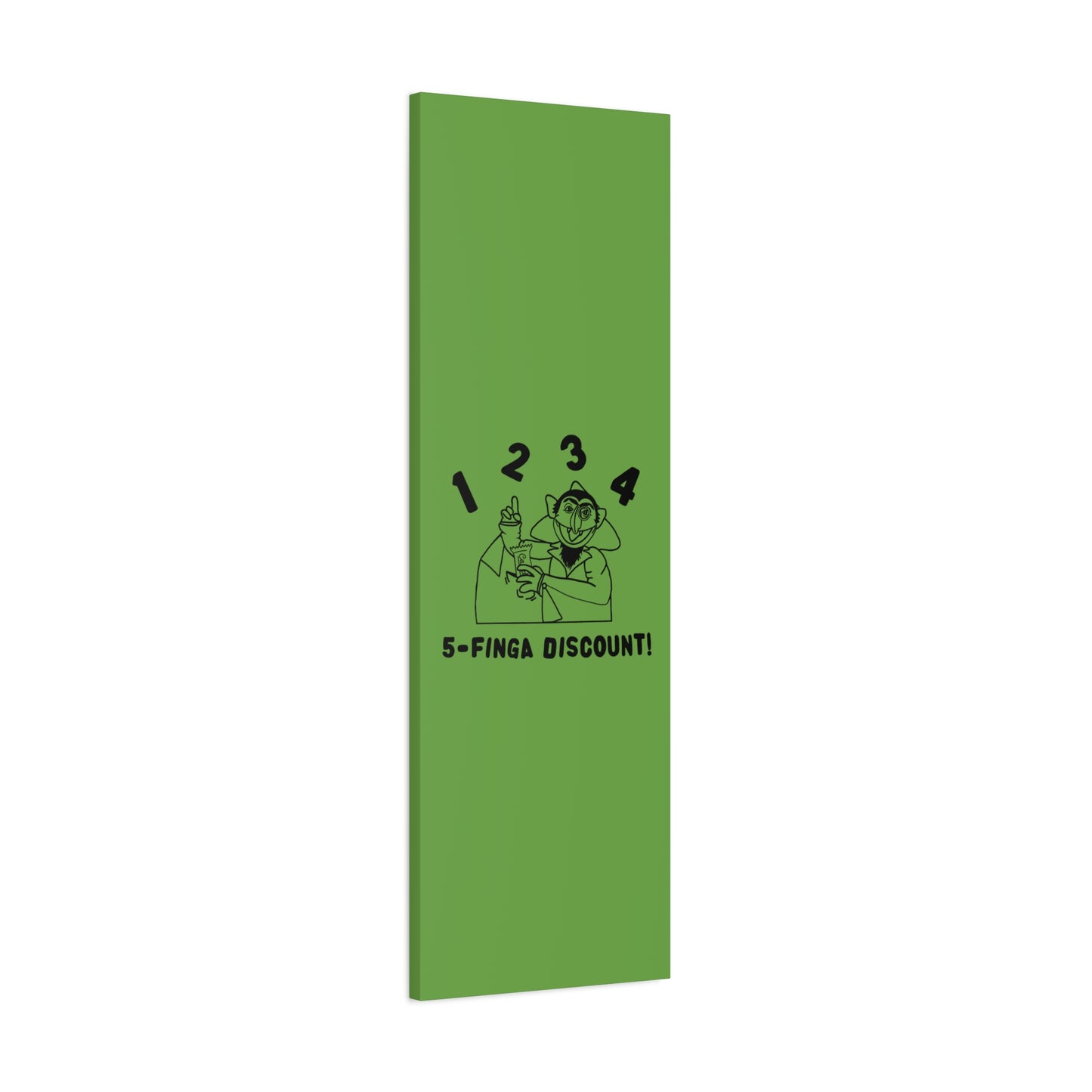 Five Finger Discount Outline Canvas Print Green - Sesame Street The Count Parody Art Print