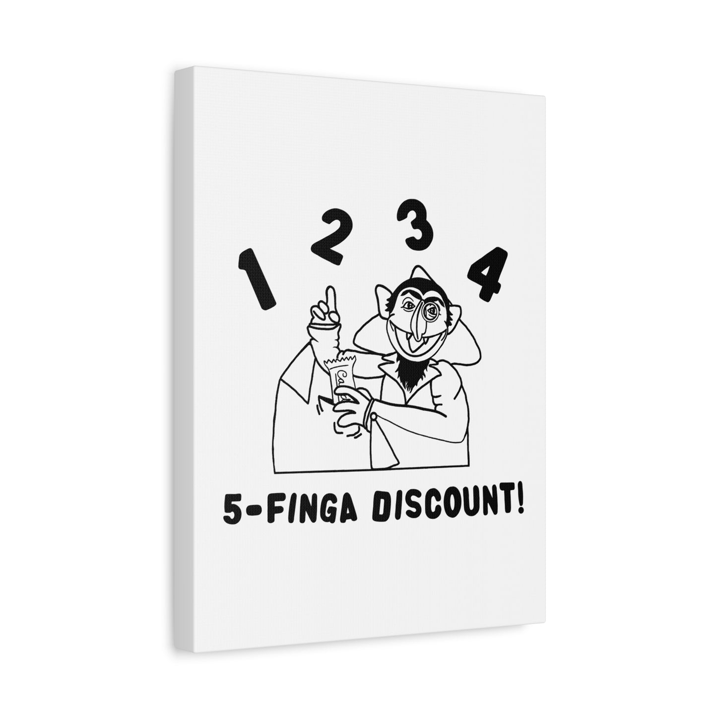 Five Finger Discount Outline Canvas Print White - Sesame Street The Count Parody Art Print