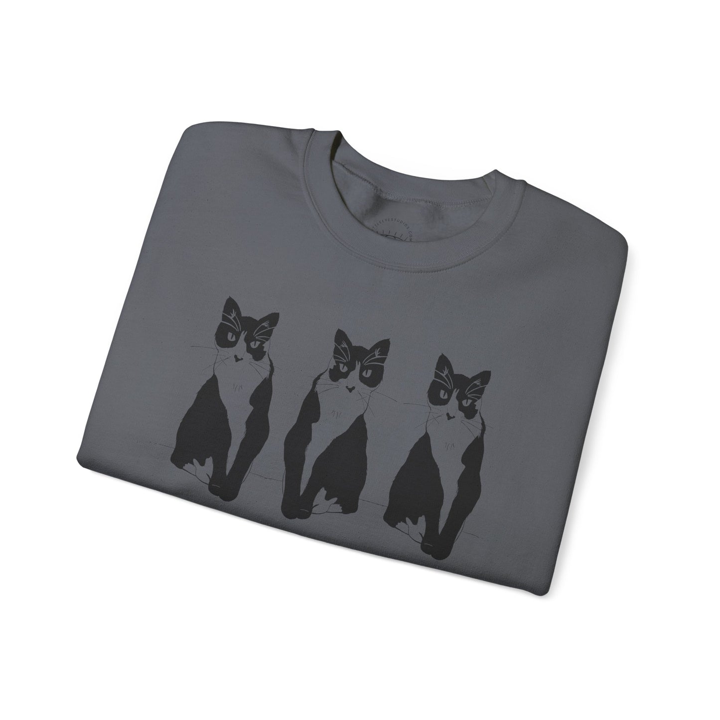 Cat x3 Sweatshirt (Transparent Style Cat) - Cat Drawing Sweatshirt
