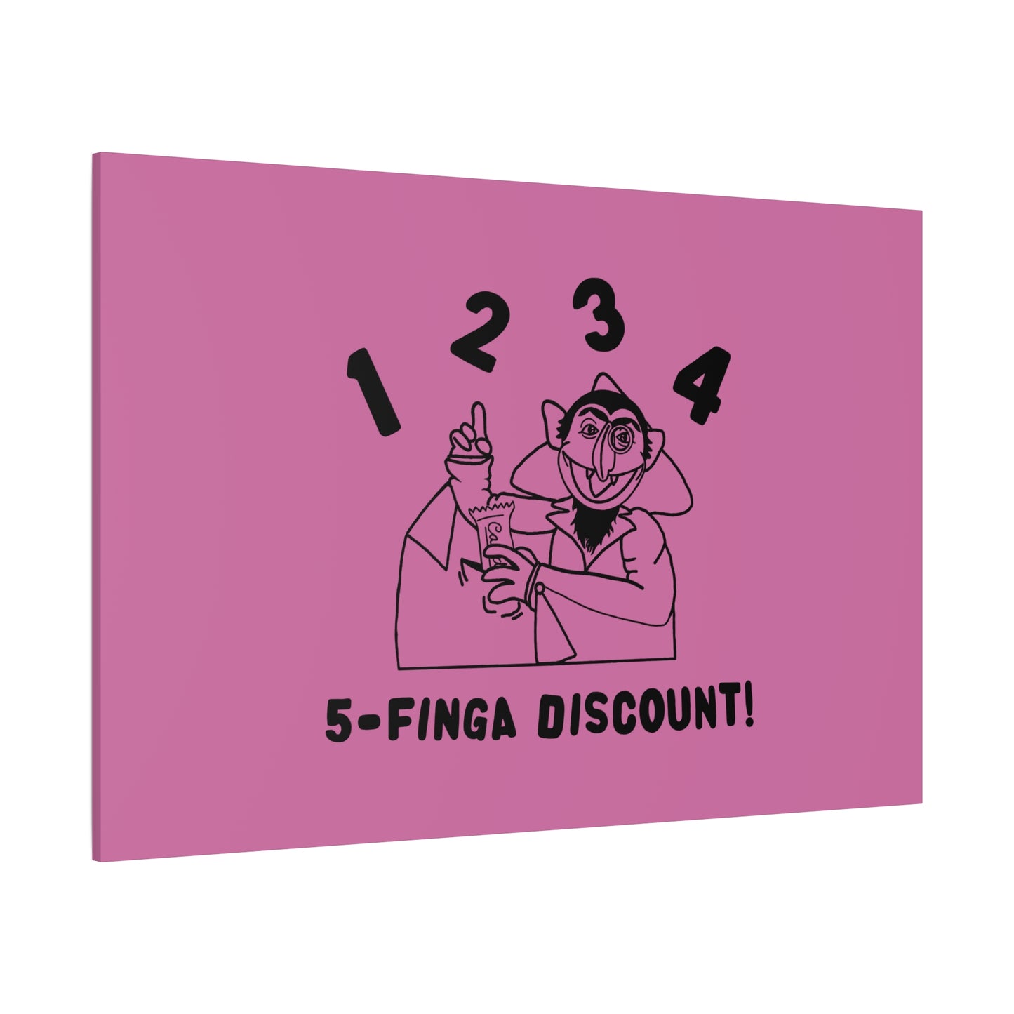 Five Finger Discount Outline Canvas Print Light Pink - Sesame Street The Count Parody Art Print