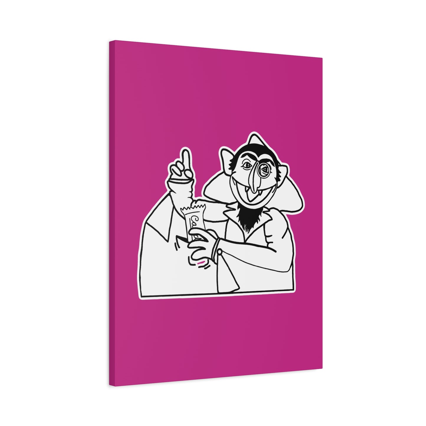 The Count Stealing Candy Outline Canvas Print Pink - Sesame Street The Count Parody Art