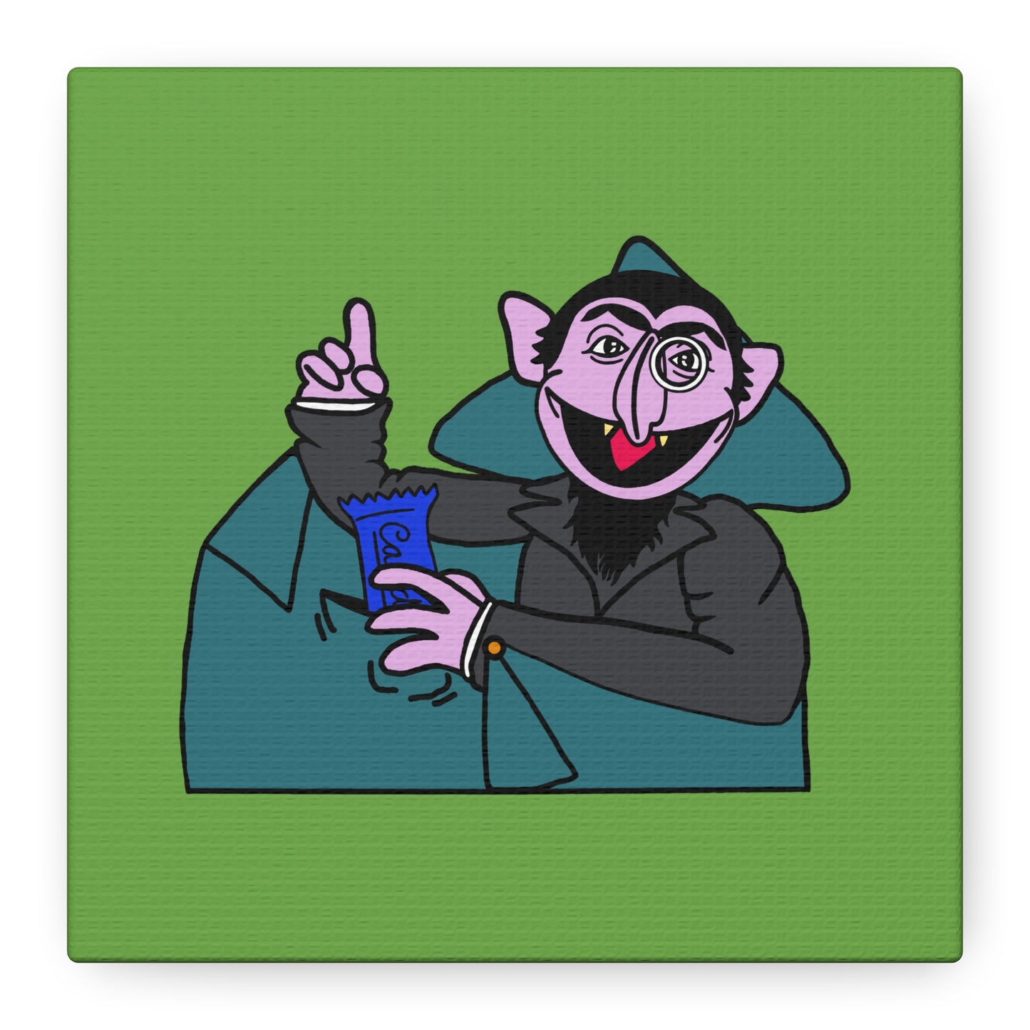 The Count Stealing Candy Canvas Print Green - Sesame Street The Count Parody Art