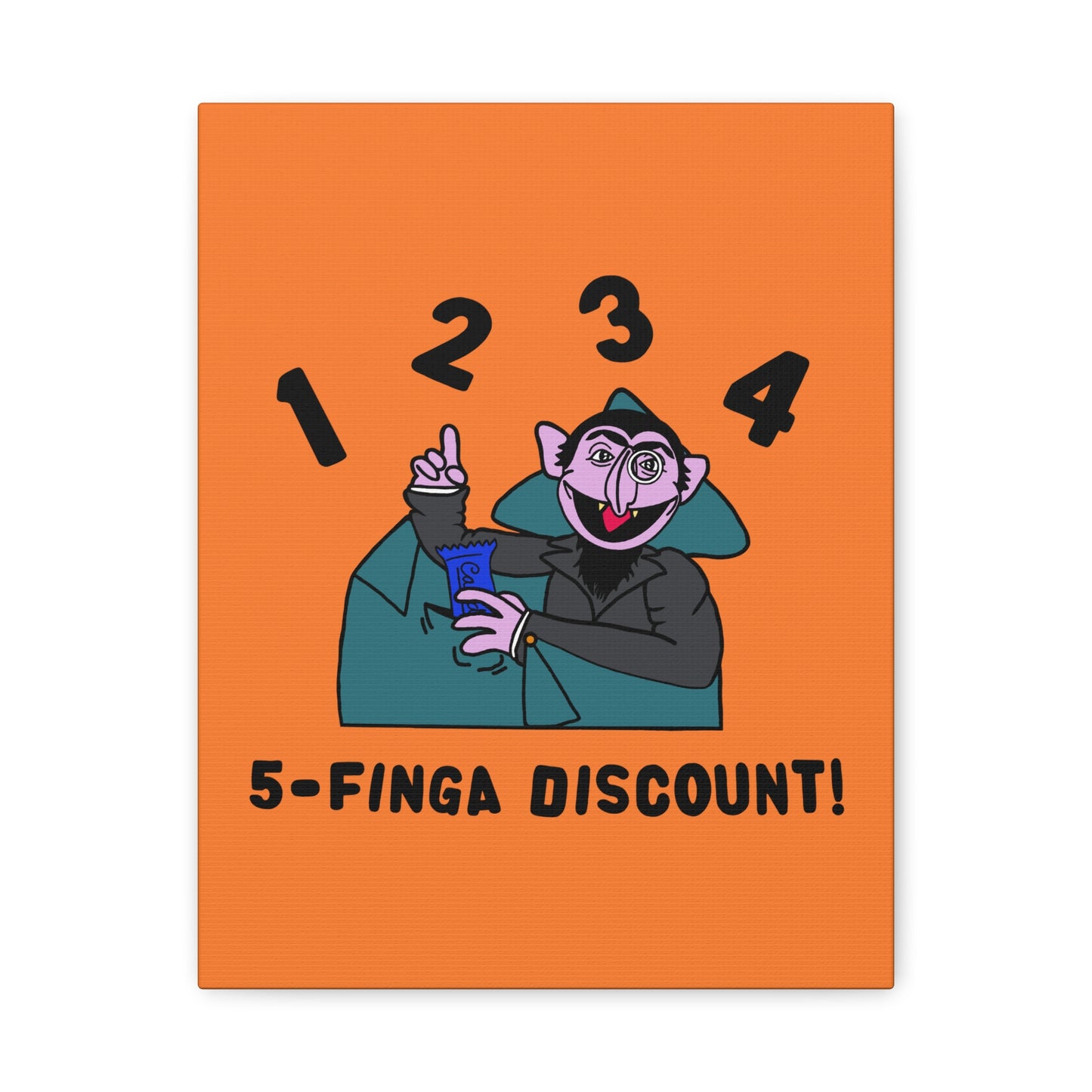 Five Finger Discount Canvas Print Light Orange - Sesame Street The Count Parody Art Print
