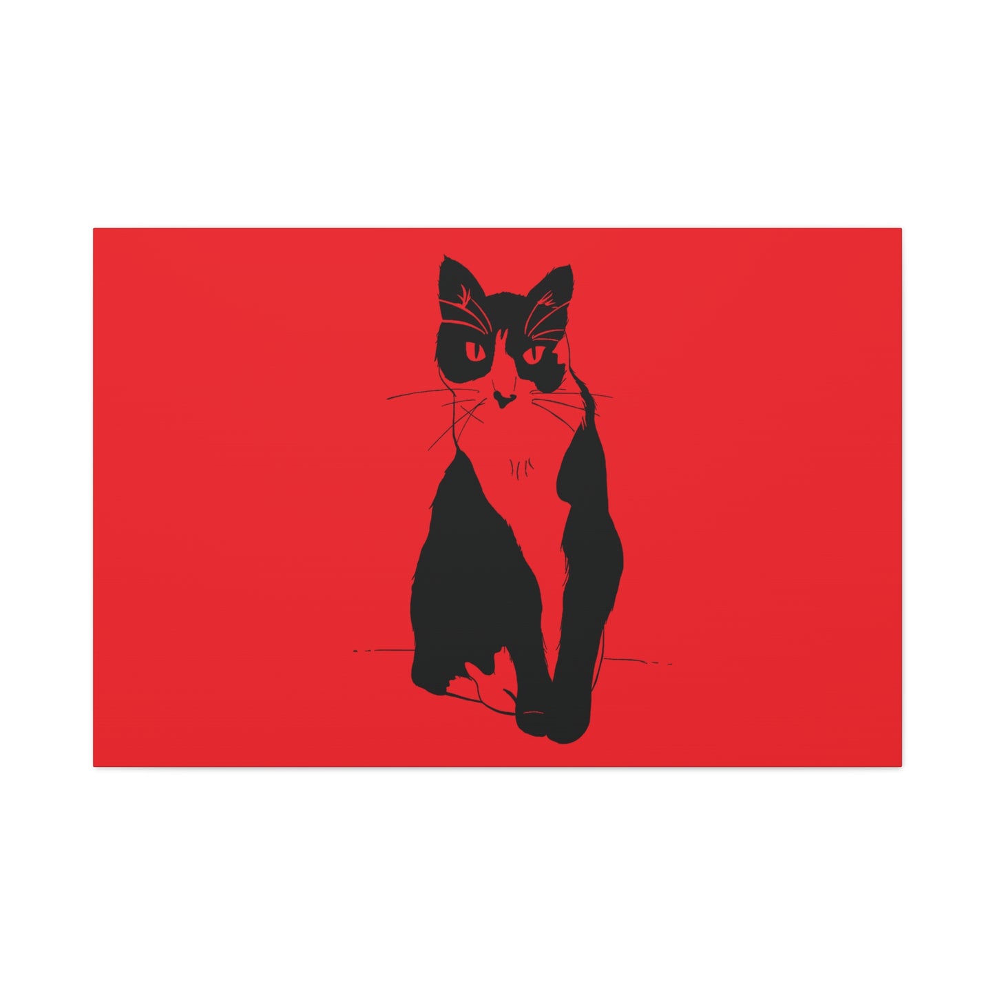 Cat Canvas Print on Red (Transparent Style Cat) - Cat Drawing Art