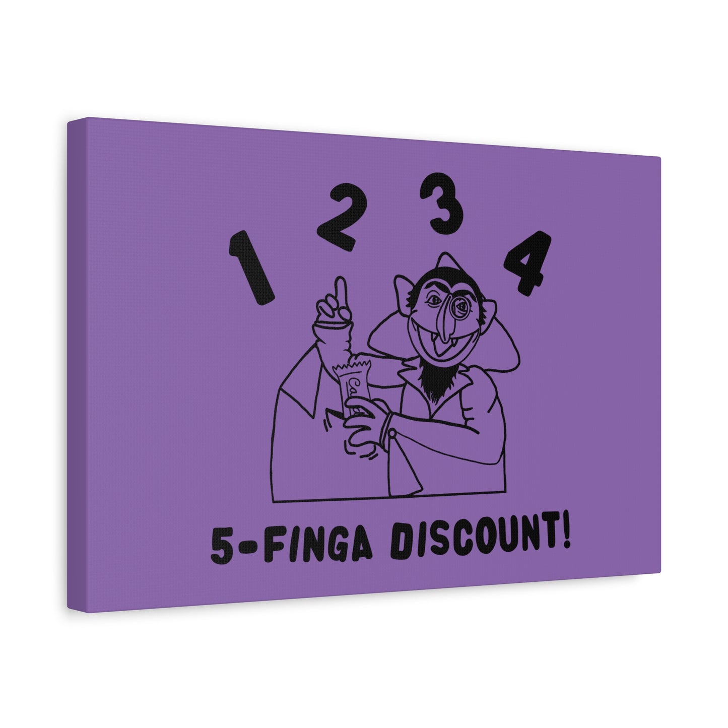 Five Finger Discount Outline Canvas Print Light Purple - Sesame Street The Count Parody Art Print