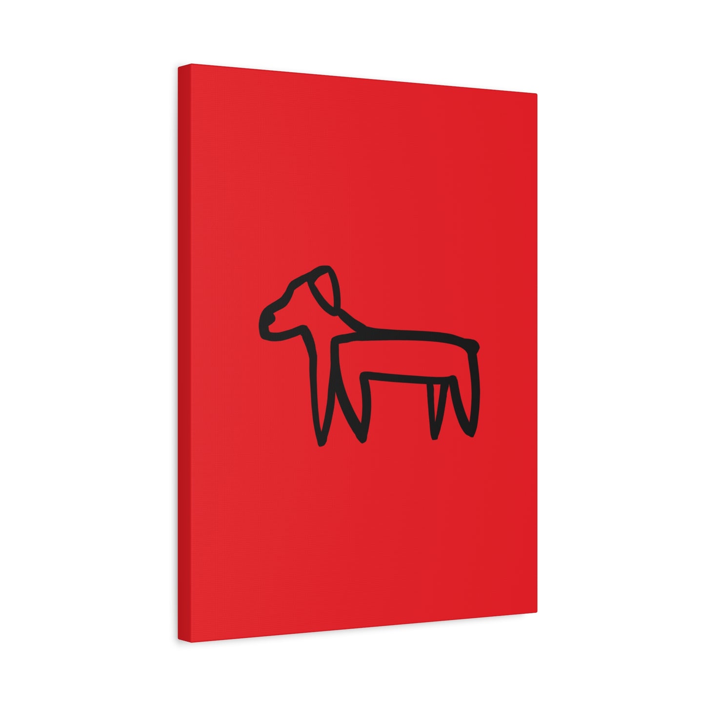 Dog Canvas Print on Red (Transparent Style Black Dog) - Dog Drawing Canvas