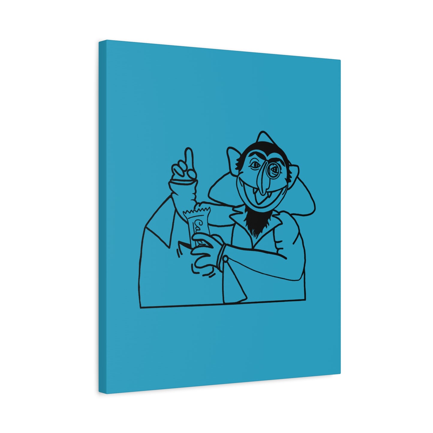 The Count Stealing Candy Outline Canvas Print Turquoise - Sesame Street The Count Art Print