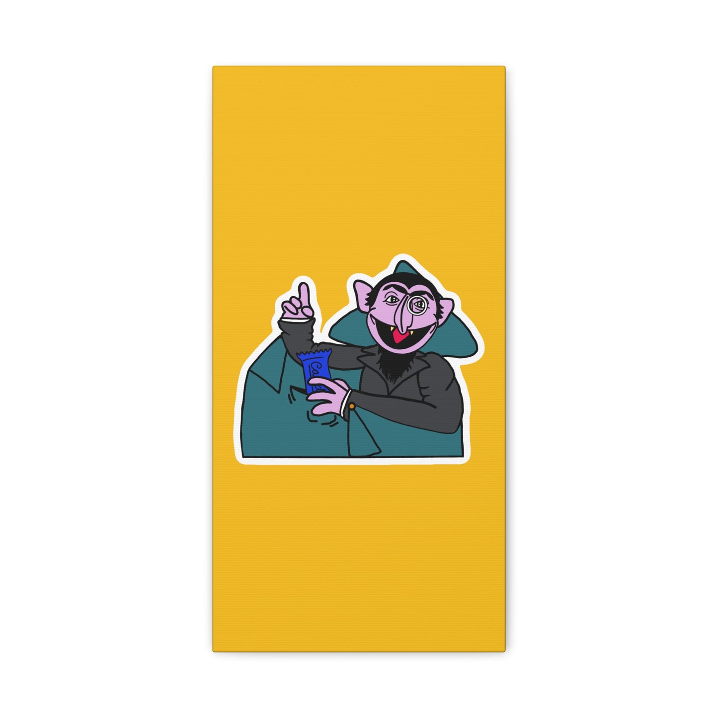The Count Stealing Candy Canvas Print Yellow - Sesame Street The Count Parody Art