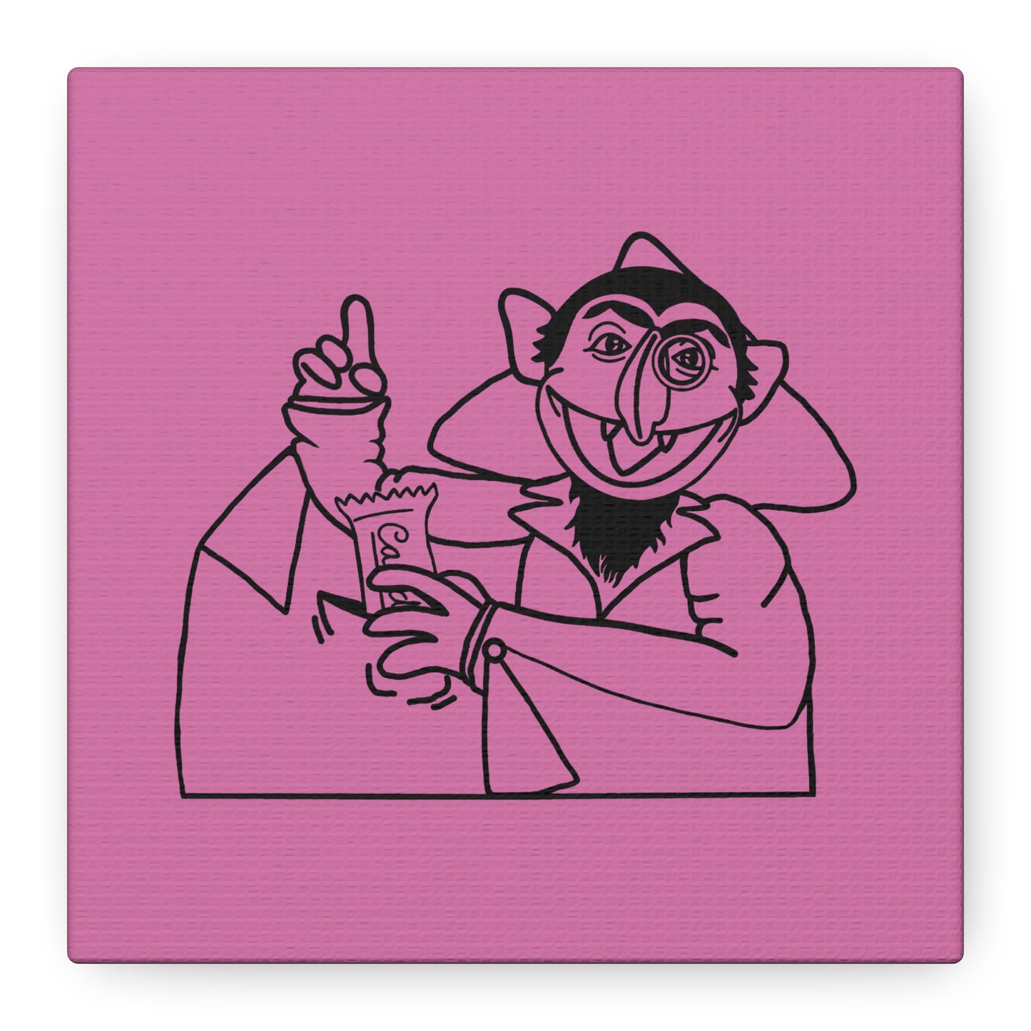 The Count Stealing Candy Outline Canvas Print Light Pink - Sesame Street The Count Parody Art