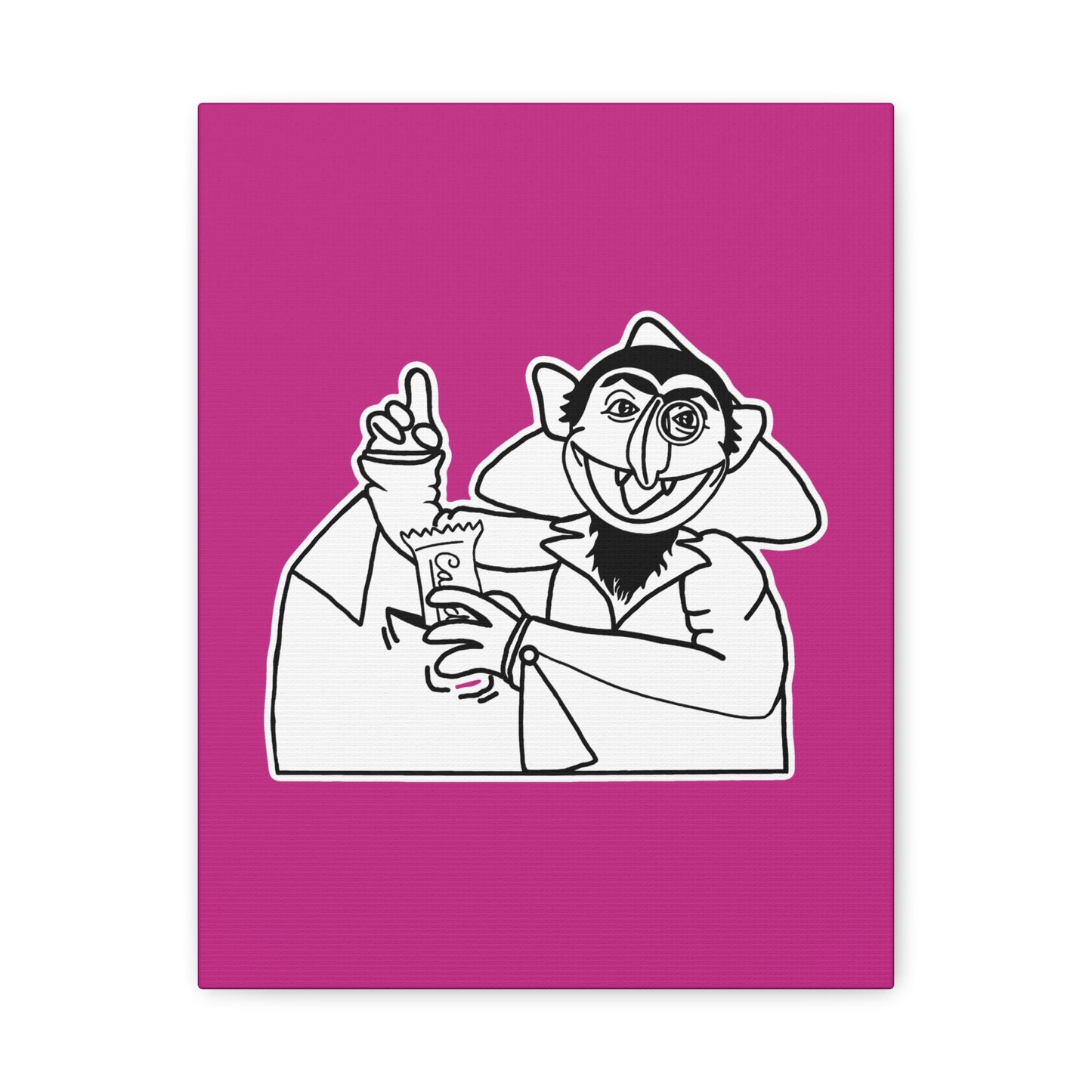 The Count Stealing Candy Outline Canvas Print Pink - Sesame Street The Count Parody Art