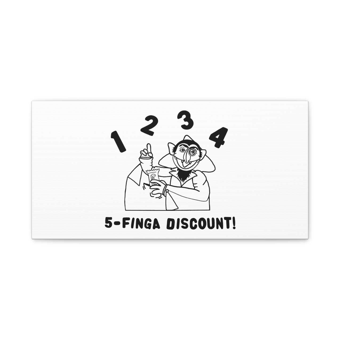 Five Finger Discount Outline Canvas Print White - Sesame Street The Count Parody Art Print