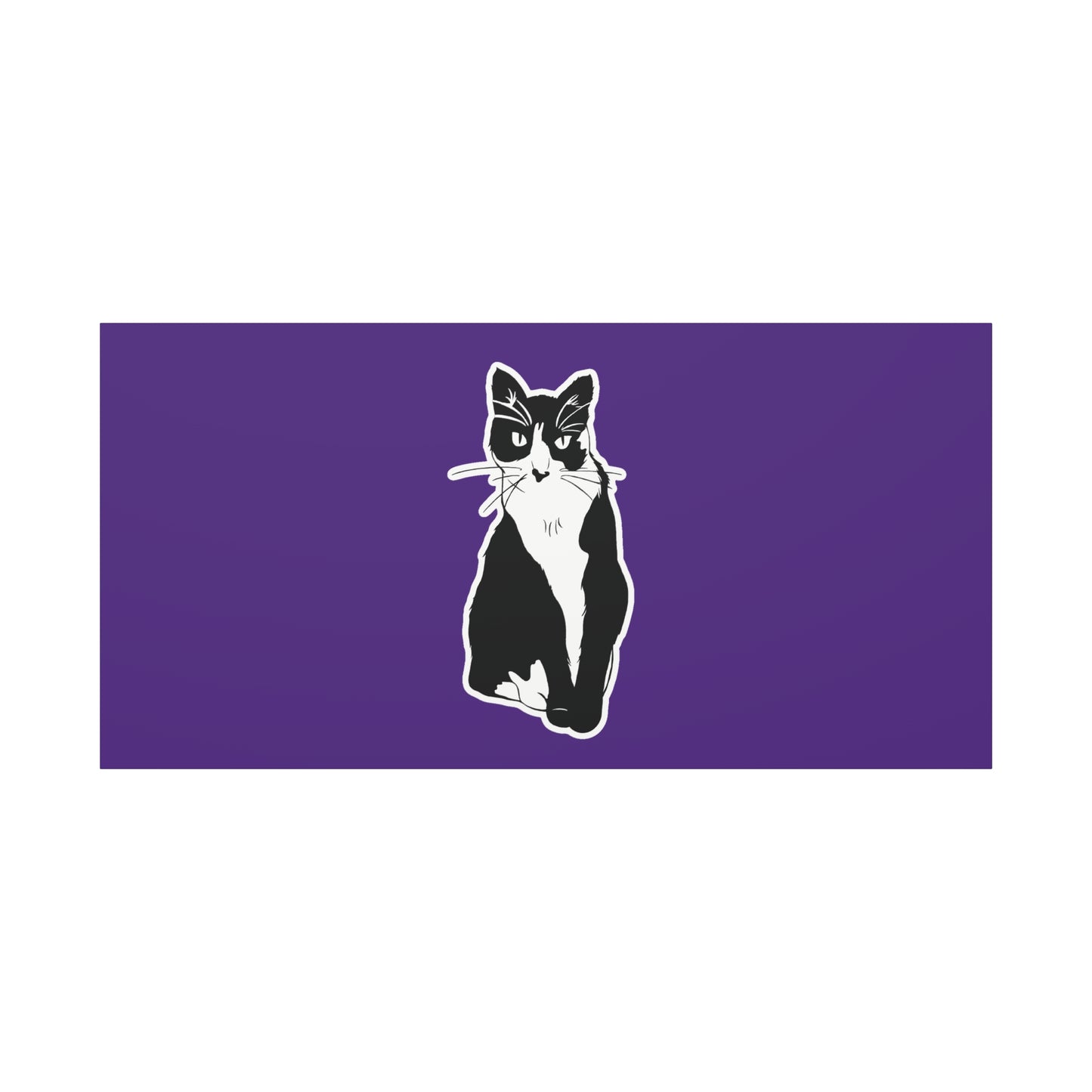 Cat Canvas Print on Purple (Sticker Style Cat) - Cat Drawing Art
