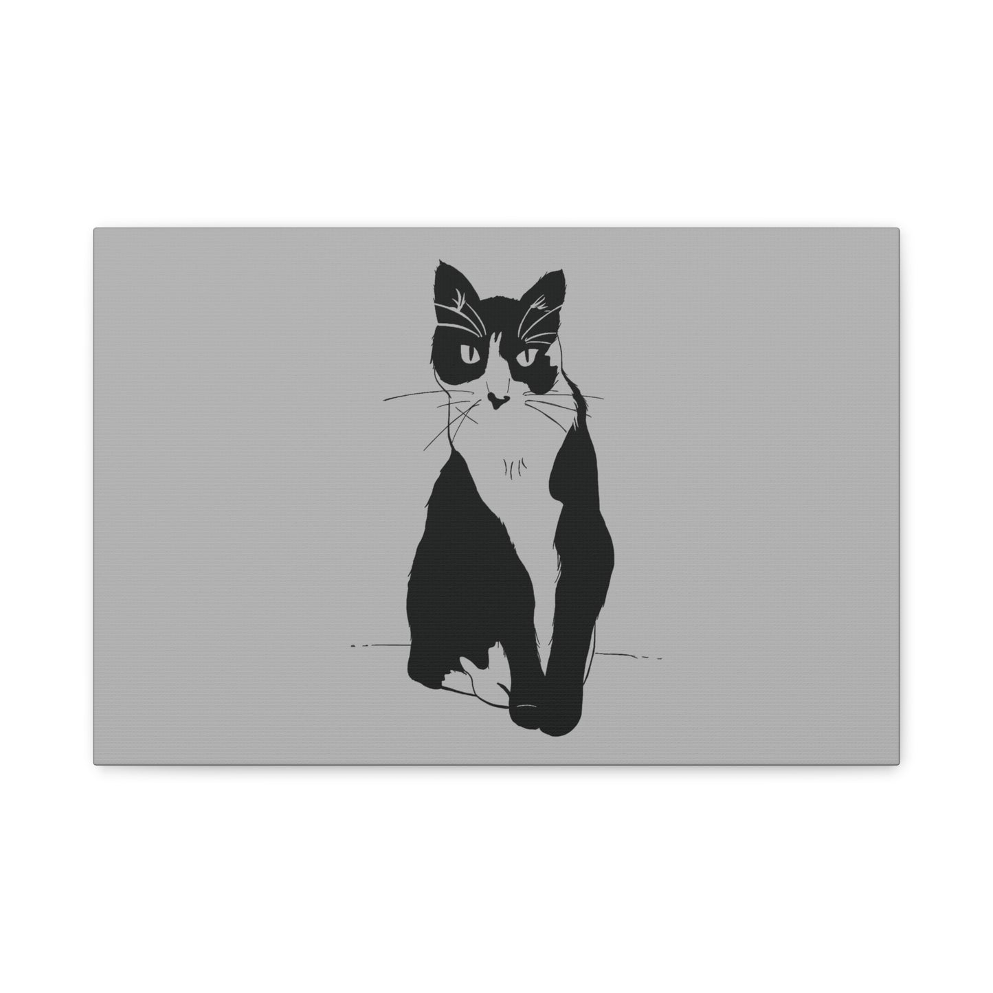 Cat Canvas Print on Grey (Transparent Style Cat) - Cat Drawing Art