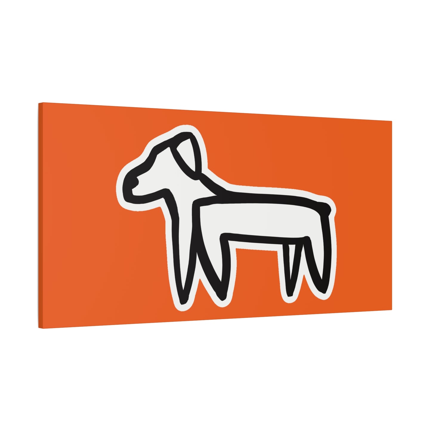 Dog Canvas Print on Orange (Sticker Style White Dog) - Dog Art Print