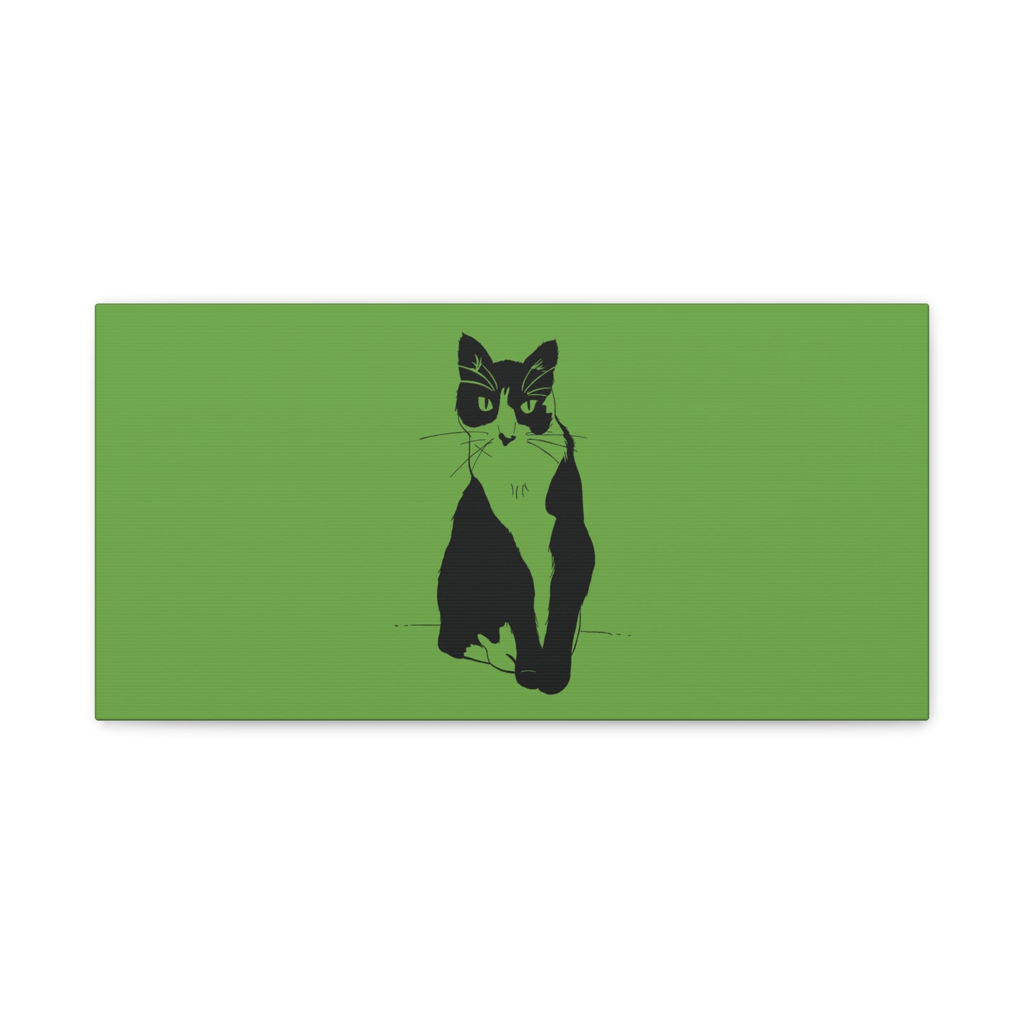 Cat Canvas Print on Green (Transparent Style Cat) - Cat Drawing Art