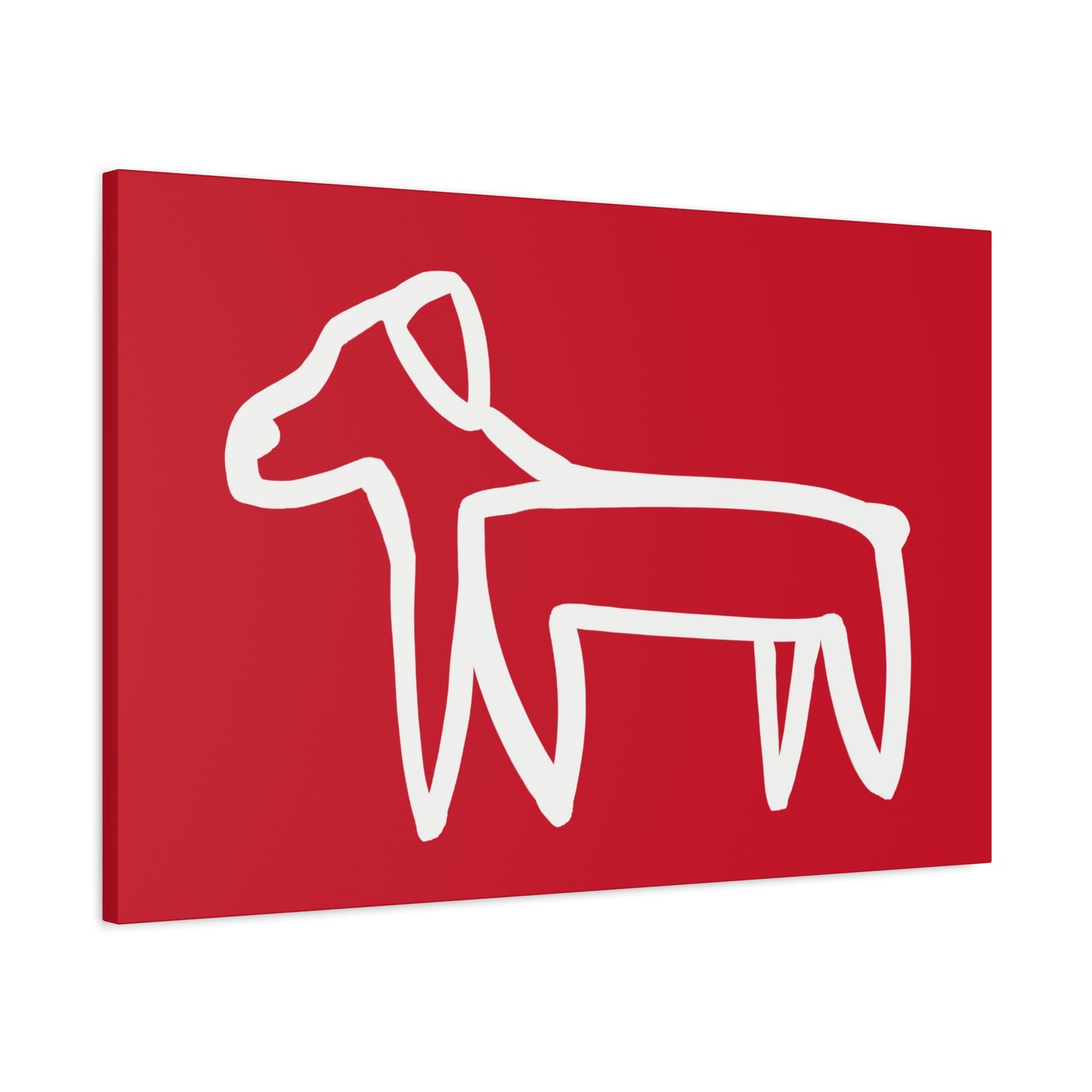 Dog Canvas Print on Red (Transparent Style White Dog) - Dog Art Print