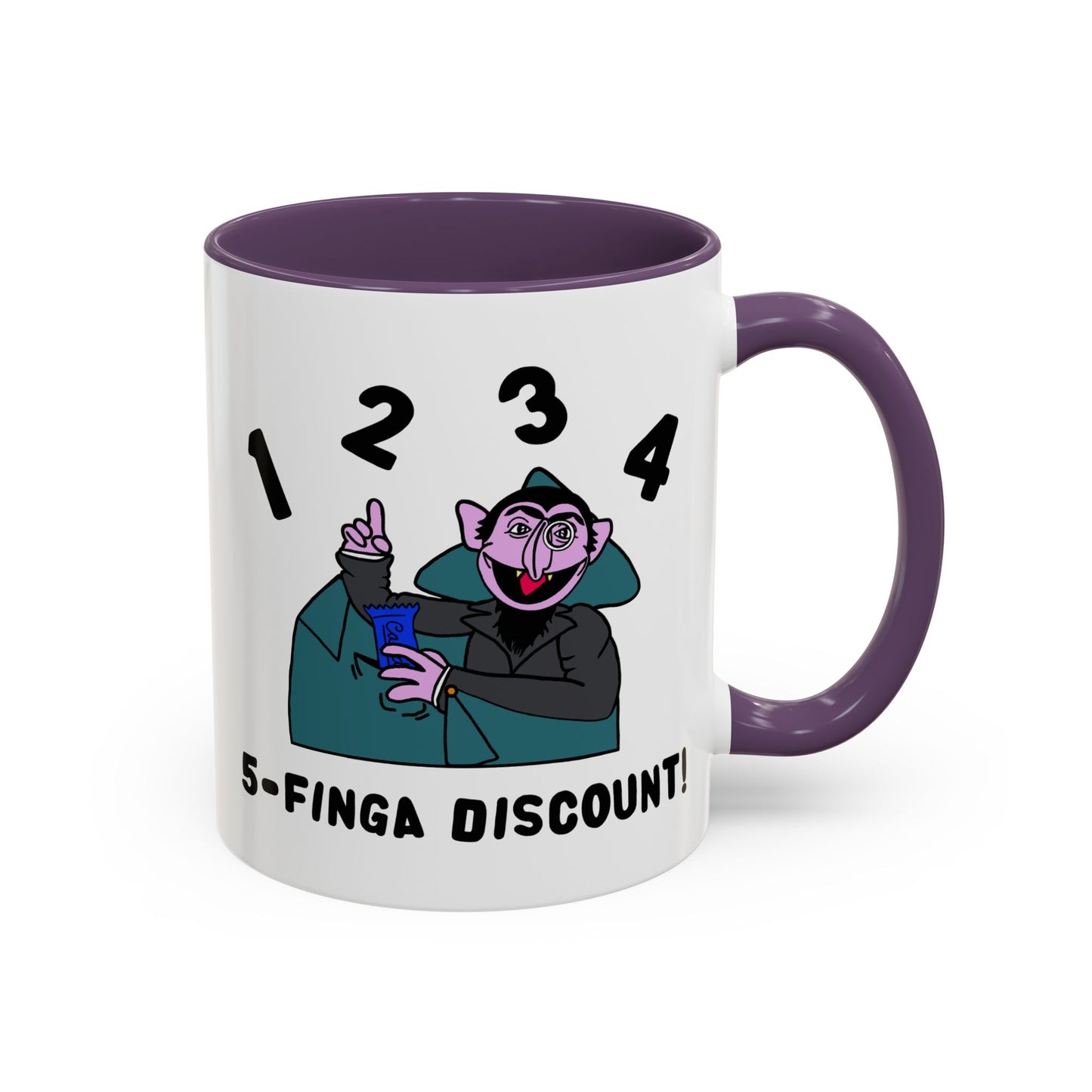 Five Finger Discount Accent Coffee Mug - Sesame Street The Count Parody Coffee Mug