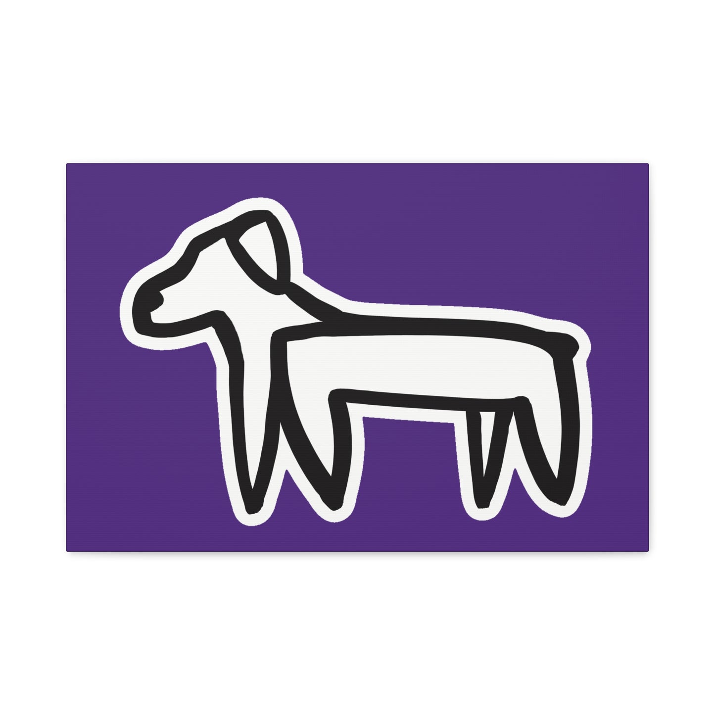 Dog Canvas Print on Purple (Sticker Style White Dog) - Dog Art Print