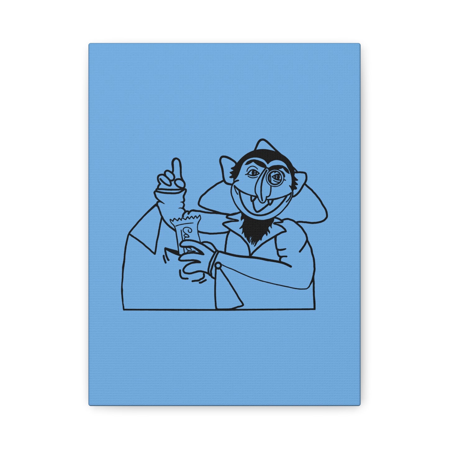 The Count Stealing Candy Outline Canvas Print Light Blue - Sesame Street The Count Parody Art