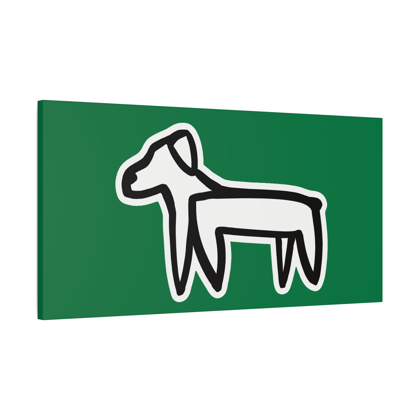 Dog Canvas Print on Green (Sticker Style White Dog) - Dog Art Print