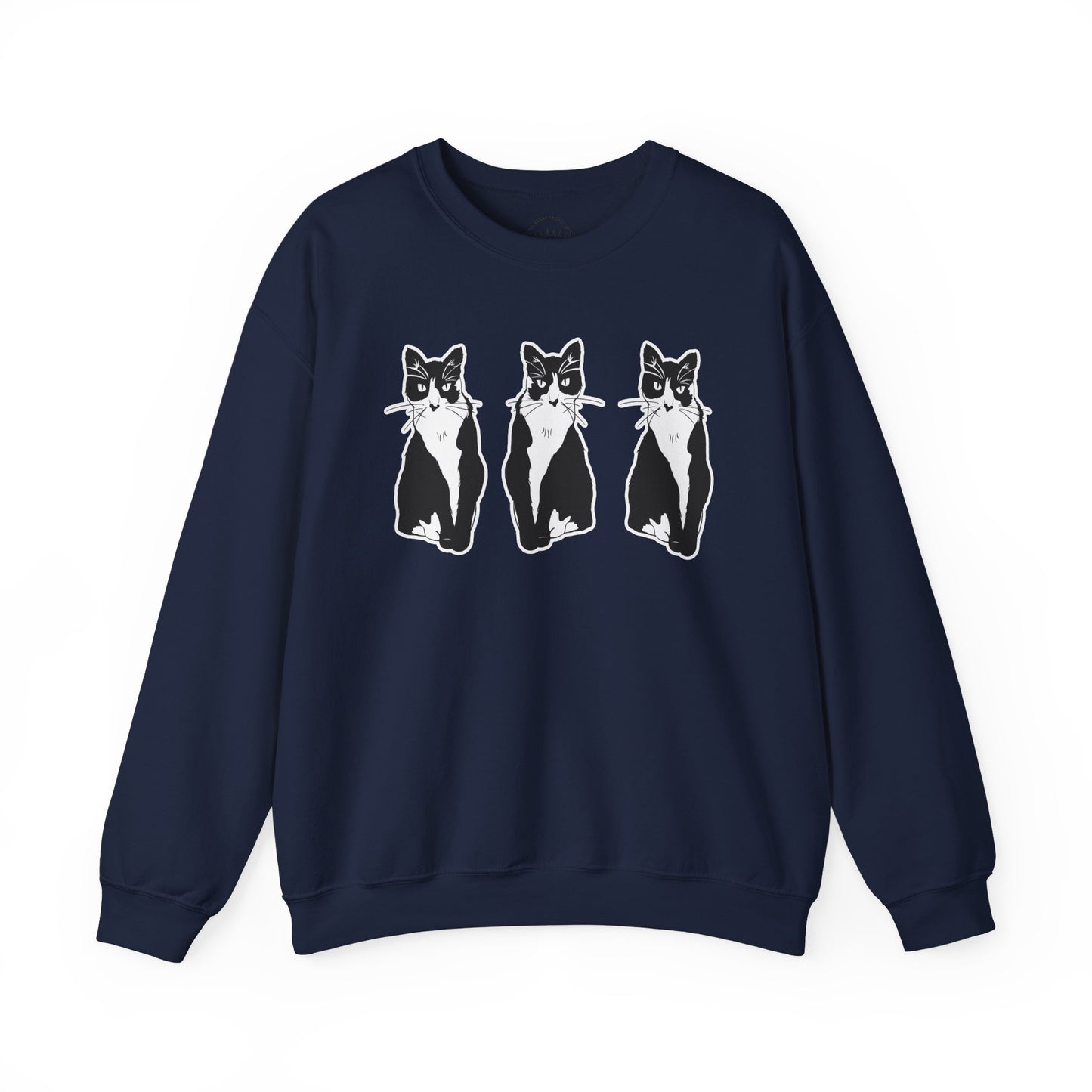Cat x3 Sweatshirt (Sticker Style Cat) - Cat Drawing Sweatshirt