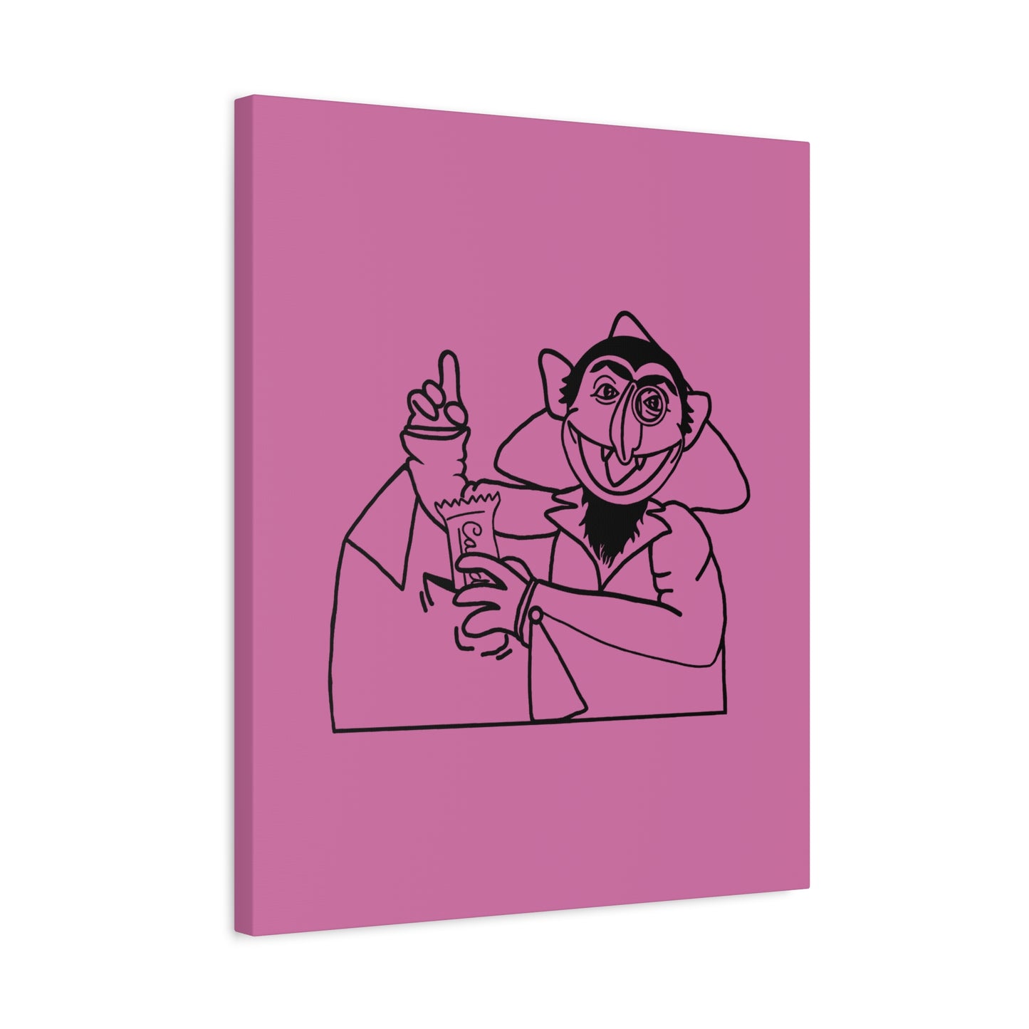 The Count Stealing Candy Outline Canvas Print Light Pink - Sesame Street The Count Parody Art