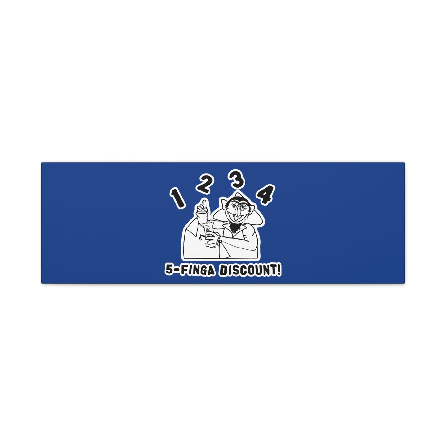 Five Finger Discount Outline Canvas Print Dark Blue - Sesame Street The Count Parody Art Print