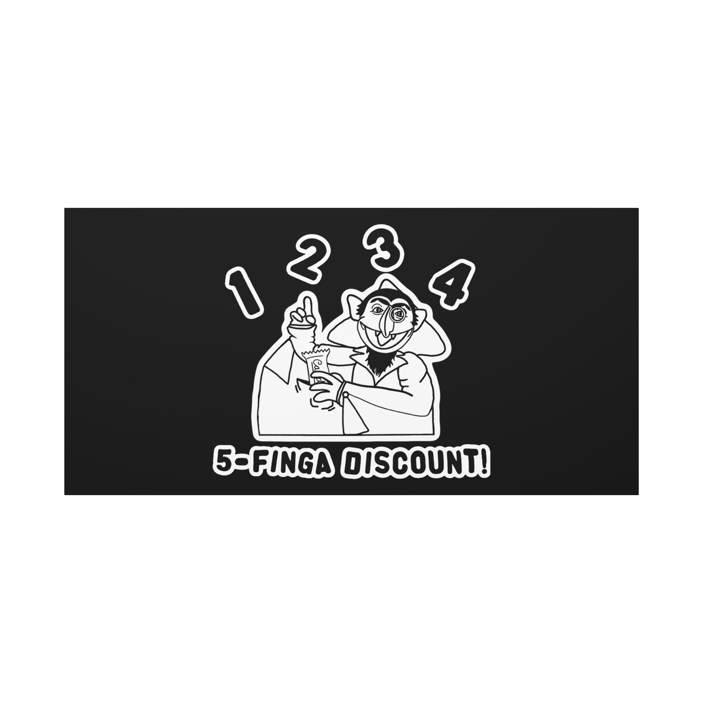 Five Finger Discount Outline Canvas Print Black - Sesame Street The Count Parody Art Print