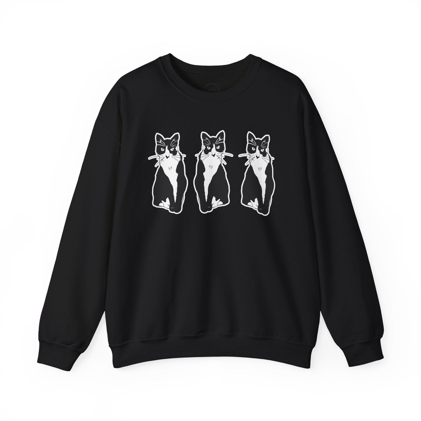 Cat x3 Sweatshirt (Sticker Style Cat) - Cat Drawing Sweatshirt
