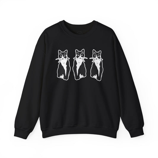 Cat x3 Sweatshirt (Sticker Style Cat) - Cat Drawing Sweatshirt
