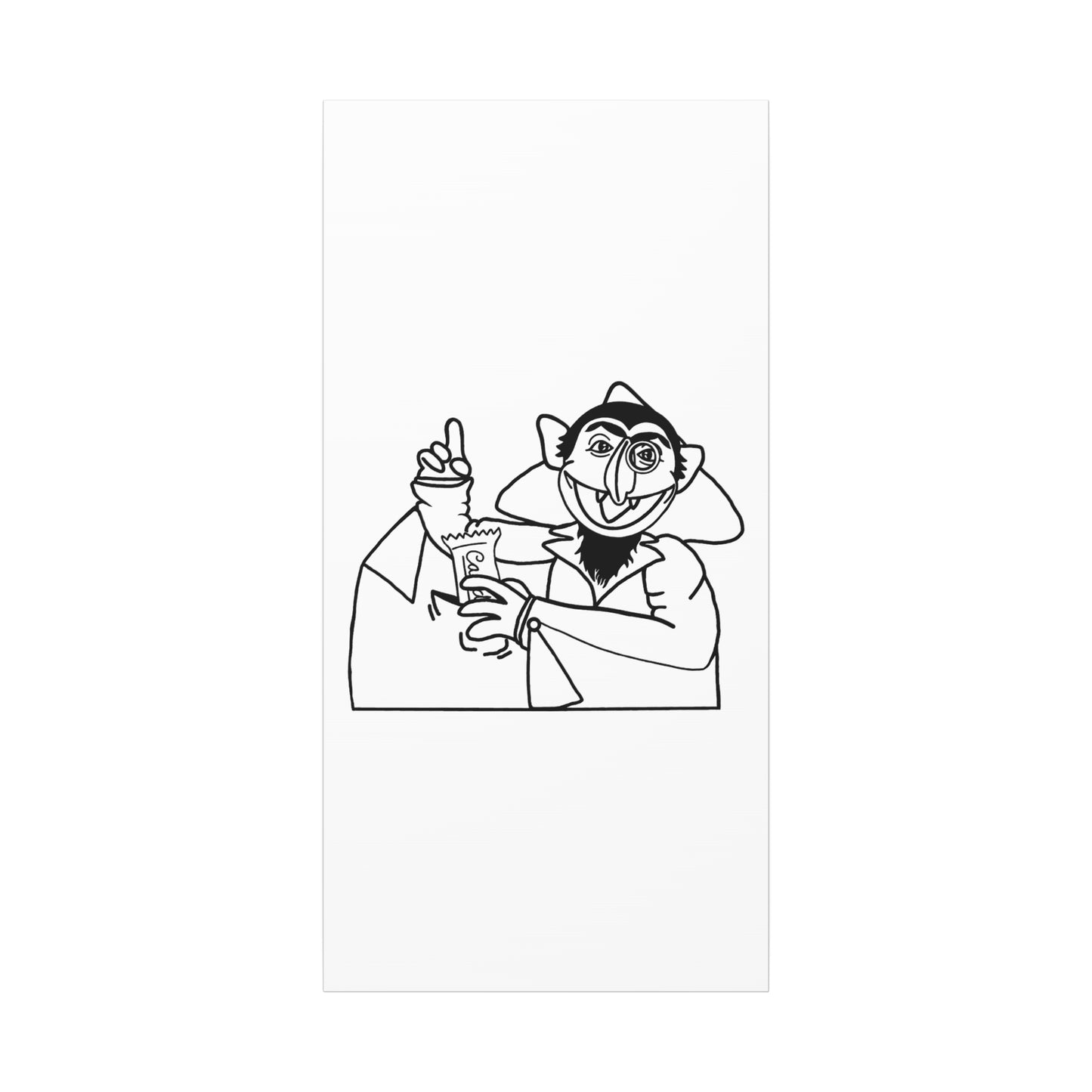 The Count Stealing Candy Outline Canvas Print White - Sesame Street The Count Parody Art