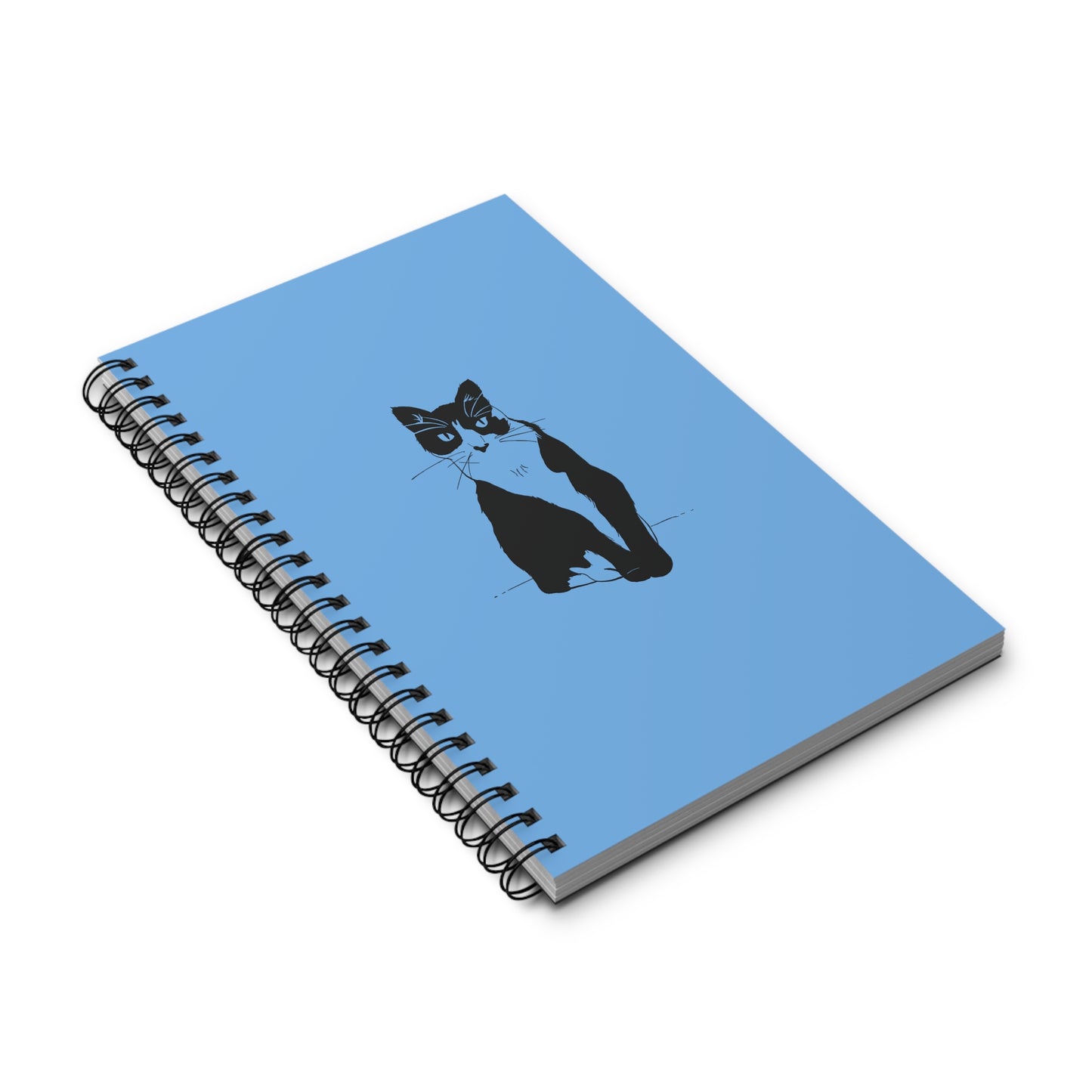 Cat Notebook in Light Blue (Transparent Style Cat) - Cat Spiral Notebook